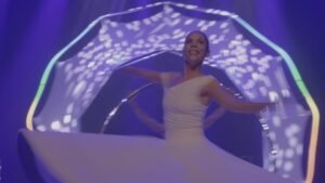 Contemporary whirling dervish ritual with a traditional white skirt.
