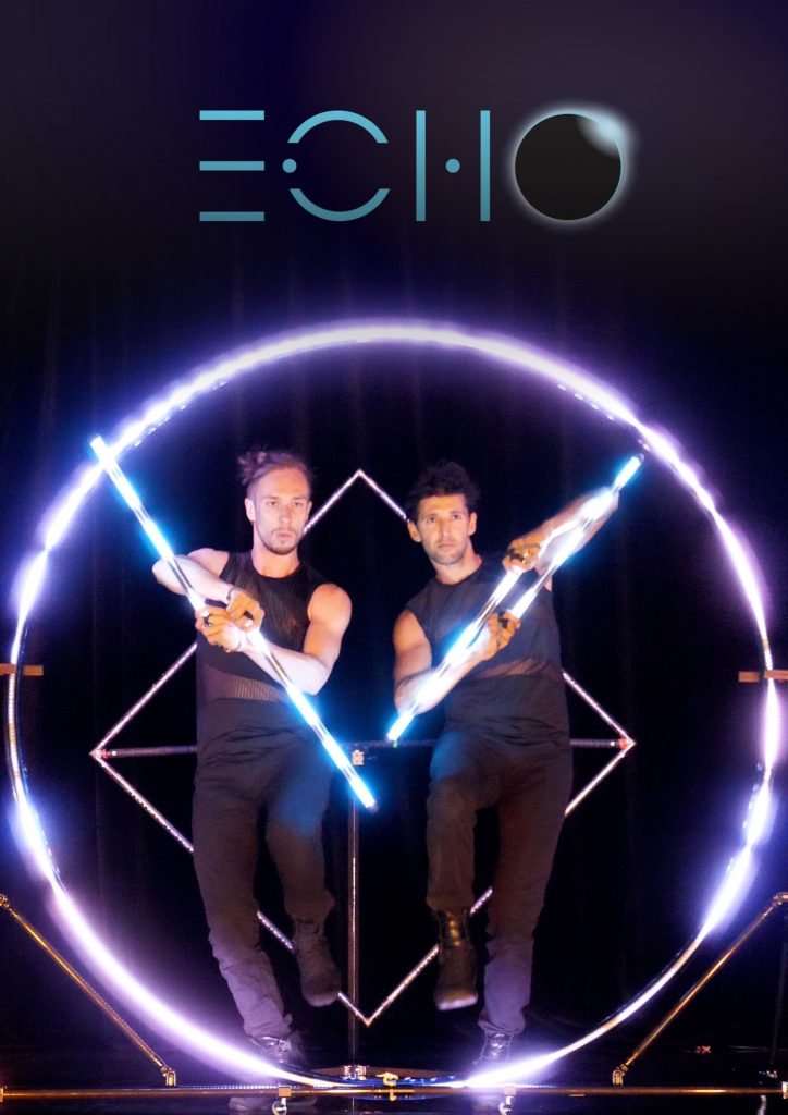 LED Circus Act which combines LED juggling & LED Cyr wheel with LED performers Srikanta Barefoot (ex Cirque du Soleil) & Vojta.