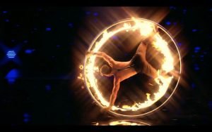 fire cyr wheel act on Das Supertalent by Srikanta Barefoot (ex Cirque du Soleil)