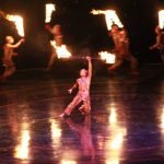 Cirque du Soleil fire dancers on the stage of ZAIA